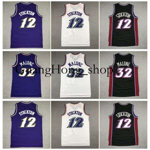 Баскетбольная майка GH Mitch Ness Jazzs John Stockton Malone фиолетового, черного, белого цвета, размер S-XXL