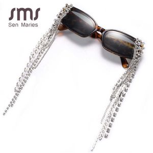 Okulary przeciwsłoneczne Vintage Tassel Rhinestones Okulary przeciwsłoneczne Kobiety 2021 Nowa marka luksulry steampunk okulary przeciwsłoneczne Unikalne diamentowe okulary Oculos UV400 J230422