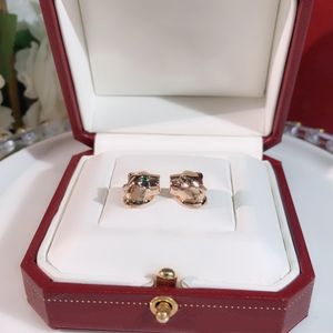 Ohrringe der Panther-Serie für Damen, Designer-Ohrringe, Großmutter, Smaragd, vergoldet, 18 Karat Markendesigner, 925er Silber, Schmuck, Geschenk für Freundin, mit Box 008