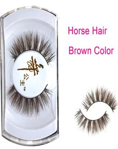 Brown 3D Horse Hair Eye Lashes Soft Natural Style Horse Fur Lashes Makeup Mjukaste band bekväma att bära5983708