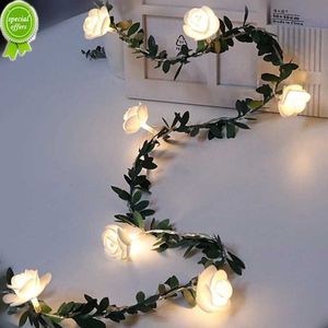 New 10/20Leds White 1.5/3Meter Rose Flower String with Lights Wedding Table Centerpieces Decorations Glowing Artificial Rose Garland