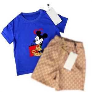 Barnens kortärmade t-shirt Shorts Bomullsdräkt 2023 Ny modepionjär manlig och kvinnlig kostymtrend 90-160 cm D177