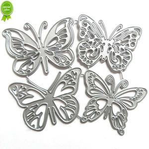 Ny 4st Butterfly Metal Cutting Dies för DIY Scrapbooking Album Decoration Emunching Die Cuts tredimensionella blommor som tillverkar