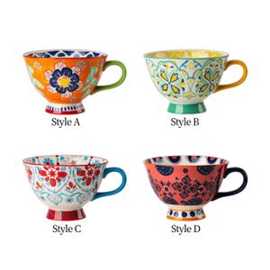 Mugs 420ml Ceramic Cup Cups Hand Painted Floral Pattern Retro Creative Coffee for Latte Water Restaurant Office Family Friend 231122