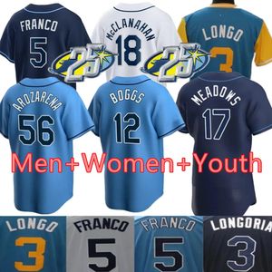 2023 25th Patch Baseball Jersey Wander Franco Randy Arozarena Wade Boggs Shane McClanahan Tyler Glasnow Brandon Lowe Shane Baz Harold Ramirez Custom S-4XL