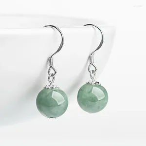 Dangle Earrings Natural Jade Women Grade A Myanmar Jadeite with Ercition Burma Jades Drop S925 Sterling Silver Jewelry Gift