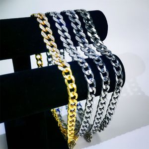 15mm flat wire splicing trendy Cuban chain full diamond necklace large gold chain