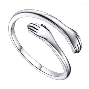 Cluster Ringe 6mm Edelstahl Ring Kreative Polieren Öffnung Einstellbar Liebe Umarmung Paar Männer Und Frauen Schmuck Geschenk