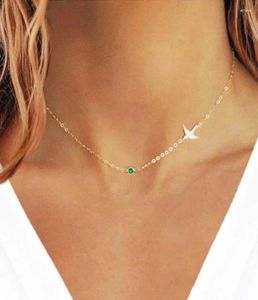 Hänge halsband Bird Charm Birthstone Gift Necklace For Women Dainty Birthday Christmas Day Personliga smycken gåvor Familj