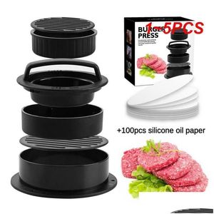 Meat Poultry Tools Potry 15Pcs Hamburger Press Pie Stuffed Burger Mold Maker With Baking Paper Liners Round Shape Non-Stick Patty Dhrei