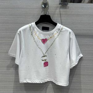 23SS Womens T-Shirt Womens Designer Tee Receed Neck Cotton Pure Short Style Necklace Printing Shirt Sirt Tirt عالي الجودة ملابس نسائية A1
