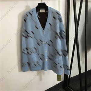 Cardigan Women Sweater Designer Sweaters For Women Old Flower Double Letter Print Fashion Loose V-Neck Långärmning Knit tröjor Kvinnor Toppar