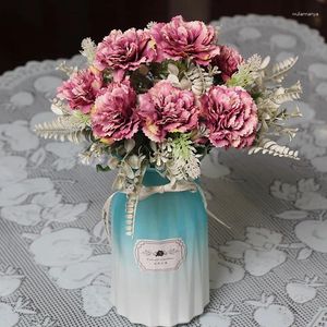 Decorative Flowers Carnation Artificial Wedding Bridal Bouquet Silk Flower High-Quality Home Decor Table Accessories Living Room Decoration