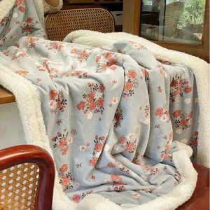 Blankets Chinese style retro floral milk velvet Farai blanket office sofa lunch 231123