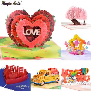 Gratulationskort Pop up Love Card Valentines Day Birthday Anniversary 3D för par fru Make Handmade gåva 230422