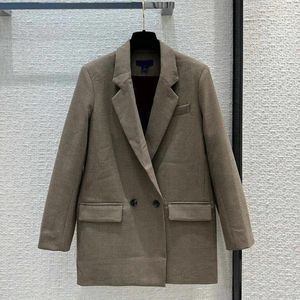 Women's Suits 2023 Vintage British Temperament Commuting Loose Mid-length Double-breasted Check Blazer Autumn And Winter