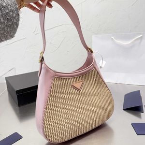 Bolsa Tote Straw Weave P Letter Designer Bag Totes Mulheres Verão Triângulo Luxos Bolsa Moda Feminina Grande Capacidade Hob Bag Bolsa