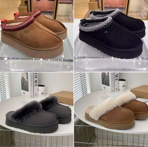 Projektant 1Uggslie- Australia Fluffy Platform Tazz Slides UG Scuffs Wool Shoes Winter Boot Sheepskin Fur Tasman Class