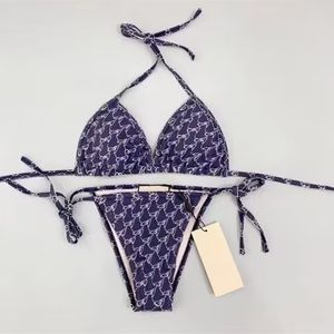 2024SS Bikini Designer مثير الشاطئ بيكينيس بدلة أزياء رسالة طباعة الدانتيل صيف الانقسام السباحة للنساء A22