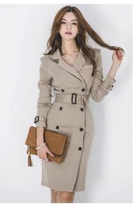 Designer 2023 Spring and Autumn Coat New Slim Fit Double Button Popular Khaki Windbreaker for Women