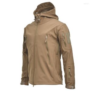 Herrjackor 2023 Fleece Multicam Men Softshell Tactical Waterproof Camping Case Field Jacket Army Combat Coat Hunting Clothing