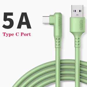 90 Degree Elbow 5A USB Cable Fast Charging Type C Cable Mobile Phone Charger Cord for Huawei P40 Xiaomi Redmi Usb-C Line