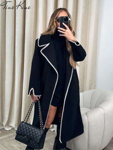 Panelerad jacka Kvinnor Autumn Elegant Long Sleeve notched Female Coat Fashion Patchwork All Match Casual Lady Overcoat