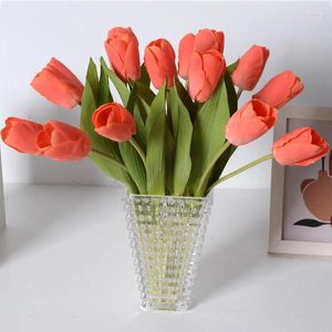Decorative Flowers Garden Decoration Real Touch Tulips Artificial 3 Pcs Arrangement Bouquet For Home Office Wedding