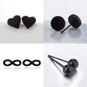 Stud Earrings SMJEL Punk Love Heart Black Btw 2023 Stainless Steel Round Ball Infinity Earring Set Oorbellen 4 Pairs/Set