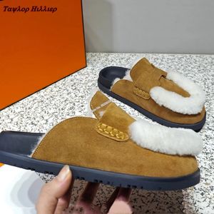 Slippers Autumn And Winter Sheepskin Half Slippers Thick Bottom Retro Rabbit Hair Velvet Comfortable Genuine Baotou Half Slippers Female 231123