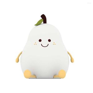 Night Lights Pear Shape Silicone Light USB Rechargeable Nursery Lamp Bedside Multicolor Night-light For Bedroom Living Room