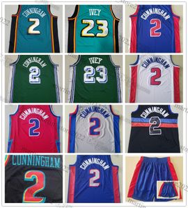 100% Stitched Men 2023 Basketball Cade 2 Cunningham Jerseys Jaden 23 Ivey City Red White Blue Grey Sports Shirts Embroidery Edition