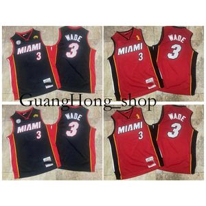 GH Dwyane Wade Heats Basketball Jersey Miamis Mitch and Ness Throwback Black White Size S-XXL