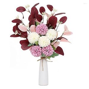 Flores decorativas Hidrangeias Artificial Buquê Crisântemo Flor de seda Falsa Arranjo de jardim caseiro Decoração de mesa interior