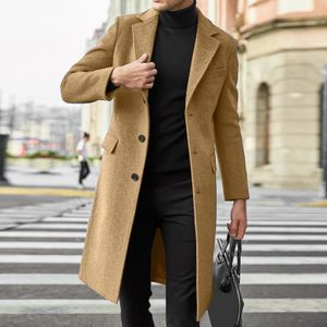 Men's Wool Blends Men Plus Size Winter Coat Lapel Collar Long Sleeve Padded Leather Jacket Vintage Thicken Coat Light Weight Rain Jacket for Men 231122