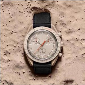 Bioceramiczna planeta księżyc Quarz Moonswatch Watch Mission to Mercury 42mm Pełna funkcja Chronograph Luksusowe męskie pary wspólne nazwę Wris260c