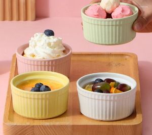 Bowls Baking Yoghurt Bowl Ceramic Baker Household Steamed Egg Fresh Solid Color Cute Oven Air Fryer Round Pratical Universal