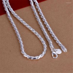 Kedjor 925 Sterling Silver 4mm Kvinnliga män Kedja Male Twisted Rope Halsband Fashion Jewelry