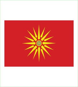 カスタムデジタルプリント3x5ftドロップレッドフラグVergina Macedoniaの黄色の太陽1992 DE7281065の歴史的なフラッグバナー