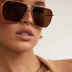 2023 Designer-Sonnenbrille für Damen, Brille für Herren und Damen, Retro, übergroß, quadratisch, polarisiert, Sonnenbrille für Damen, Herren, Vintage-Farbtöne, UV400, klassisch, groß, Metall