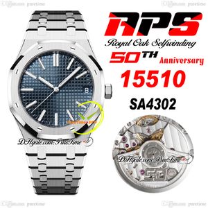 APSF 1551 50. YILDIMARY SA4302 Otomatik Erkekler İzle 41 Ultra İnce Mavi Dokulu Dialy Dials Paslanmaz Çelik Bilezik Süper Edition Reloj hombre Montre Homme Puretime