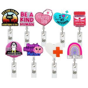 10 Pz/lotto Portachiavi Personalizzati Nuovi Stili Scrub Life Acrilico Glitter Porta Badge Accessori per Infermiere Serie Medica Studente di Infermieristica Infermiera Vita Badge Reel per Infermiera Regali