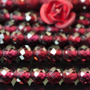 Loose Gemstones Natural Red Garnet Faceted Round Beads Wholesale Semi Precious Stone Bracelet Necklace For Jewelry Making Design