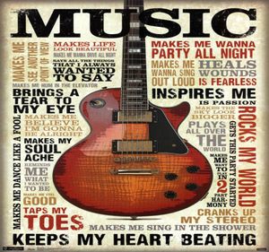 Gerahmtes Vintage-Gitarrenmusik-Kunst-Seidendruck-Poster, 24 x 36 Zoll, 60 x 90 cm, 0878448928