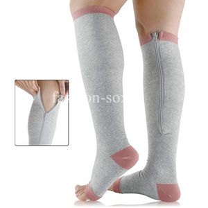 Men's Socks Compression Knee High Men Women Leg Stretchy Support Zipper Anti-Fatigue Running Hiking Sports Dropship