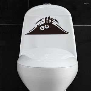 Vägg klistermärken rolig toalett skål ett badrum kikar ögon hem dekorationer konst diy svart dekaler dekor