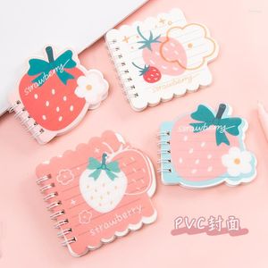 Strawberry Bobina de bobina de forma fofa Mini pequeno bloco de notas portáteis Escrita Padrões de notebooks de bolso de bolso livro de memorando 60 zhang