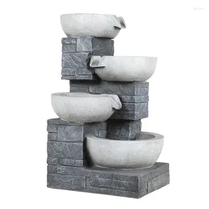 Garden Decorations AISITIN Decorative Outdoor Solar Fountain Polyresin 3-tier Waterfall Yard Water