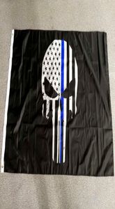 90 x 150 cm, 3 x 5 Fuß, amerikanische blaue Linie, Totenkopf-Flagge, ganze Fabrik, 9230317