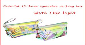 Neue weiche 3D-Nerzwimpern-Verpackungsbox im Großhandel, Wimpernboxen, die individuelles Logo-Faux-Streifen-Leeretui mit LED-Licht verpacken7133436